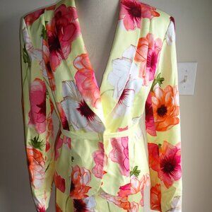 Vintage Yellow Bob Mackie Studio Floral Skirt Suit Set 10 S M Jacket Flowers